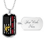 Reel Cool Dad Fish & Flag Fishing Necklace Stainless Steel or 18k Gold Dog Tag 24" Chain-Express Your Love Gifts