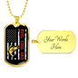 Reel Cool Dad Fish & Flag Fishing Necklace Stainless Steel or 18k Gold Dog Tag 24" Chain-Express Your Love Gifts