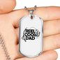 Reel Cool Dad Fish & Rod Fishing Necklace Stainless Steel or 18k Gold Dog Tag 24" Chain-Express Your Love Gifts