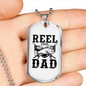 Reel Cool Dad Fish Fishing Necklace Stainless Steel or 18k Gold Dog Tag 24" Chain-Express Your Love Gifts
