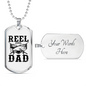 Reel Cool Dad Fish Fishing Necklace Stainless Steel or 18k Gold Dog Tag 24" Chain-Express Your Love Gifts