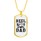 Reel Cool Dad Fish Fishing Necklace Stainless Steel or 18k Gold Dog Tag 24" Chain-Express Your Love Gifts