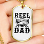 Reel Cool Dad Fish Fishing Necklace Stainless Steel or 18k Gold Dog Tag 24" Chain-Express Your Love Gifts