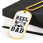 Reel Cool Dad Fish Fishing Necklace Stainless Steel or 18k Gold Dog Tag 24" Chain-Express Your Love Gifts