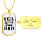 Reel Cool Dad Fish Fishing Necklace Stainless Steel or 18k Gold Dog Tag 24" Chain-Express Your Love Gifts