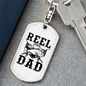 Reel Cool Dad Fish Keychain Stainless Steel or 18k Gold Dog Tag Keyring-Express Your Love Gifts