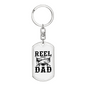 Reel Cool Dad Fish Keychain Stainless Steel or 18k Gold Dog Tag Keyring-Express Your Love Gifts