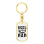 Reel Cool Dad Fish Keychain Stainless Steel or 18k Gold Dog Tag Keyring-Express Your Love Gifts