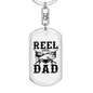 Reel Cool Dad Fish Keychain Stainless Steel or 18k Gold Dog Tag Keyring-Express Your Love Gifts