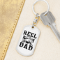 Reel Cool Dad Fish Keychain Stainless Steel or 18k Gold Dog Tag Keyring-Express Your Love Gifts