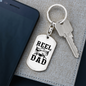 Reel Cool Dad Fish Keychain Stainless Steel or 18k Gold Dog Tag Keyring-Express Your Love Gifts