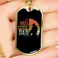 Reel Cool Dad Fishing Dad Necklace Stainless Steel or 18k Gold Dog Tag 24" Chain-Express Your Love Gifts