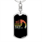 Reel Cool Dad Fishing Keychain Stainless Steel or 18k Gold Dog Tag Keyring-Express Your Love Gifts