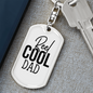 Reel Cool Dad Fishing Plain Keychain Stainless Steel or 18k Gold Dog Tag Keyring-Express Your Love Gifts