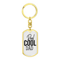 Reel Cool Dad Fishing Plain Keychain Stainless Steel or 18k Gold Dog Tag Keyring-Express Your Love Gifts