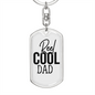 Reel Cool Dad Fishing Plain Keychain Stainless Steel or 18k Gold Dog Tag Keyring-Express Your Love Gifts