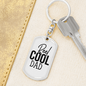 Reel Cool Dad Fishing Plain Keychain Stainless Steel or 18k Gold Dog Tag Keyring-Express Your Love Gifts