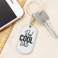 Reel Cool Dad Fishing Plain Keychain Stainless Steel or 18k Gold Dog Tag Keyring-Express Your Love Gifts