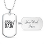 Reel Cool Dad Fishing Rod Necklace Stainless Steel or 18k Gold Dog Tag 24" Chain-Express Your Love Gifts