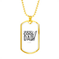 Reel Cool Dad Fishing Rod Necklace Stainless Steel or 18k Gold Dog Tag 24" Chain-Express Your Love Gifts