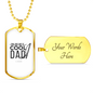 Reel Cool Dad Fishing Rod Necklace Stainless Steel or 18k Gold Dog Tag 24" Chain-Express Your Love Gifts