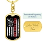 Reel Cool Dad Flag Fishing Keychain Stainless Steel or 18k Gold Dog Tag Keyring-Express Your Love Gifts
