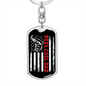 Reel Cool Dad Flag Fishing Keychain Stainless Steel or 18k Gold Dog Tag Keyring-Express Your Love Gifts