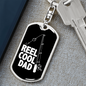 Reel Cool Dad Hook Fishing Keychain Stainless Steel or 18k Gold Dog Tag Keyring-Express Your Love Gifts