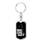 Reel Cool Dad Hook Fishing Keychain Stainless Steel or 18k Gold Dog Tag Keyring-Express Your Love Gifts