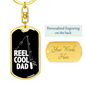 Reel Cool Dad Hook Fishing Keychain Stainless Steel or 18k Gold Dog Tag Keyring-Express Your Love Gifts