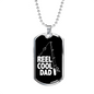 Reel Cool Dad Hook Fishing Necklace Stainless Steel or 18k Gold Dog Tag 24" Chain-Express Your Love Gifts