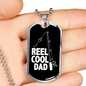 Reel Cool Dad Hook Fishing Necklace Stainless Steel or 18k Gold Dog Tag 24" Chain-Express Your Love Gifts