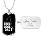 Reel Cool Dad Hook Fishing Necklace Stainless Steel or 18k Gold Dog Tag 24" Chain-Express Your Love Gifts