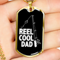 Reel Cool Dad Hook Fishing Necklace Stainless Steel or 18k Gold Dog Tag 24" Chain-Express Your Love Gifts