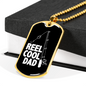 Reel Cool Dad Hook Fishing Necklace Stainless Steel or 18k Gold Dog Tag 24" Chain-Express Your Love Gifts