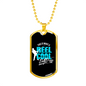 Reel Cool Dad Looks Like Dog Tag Stainless Steel or 18k Gold 24" Chain-Express Your Love Gifts