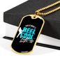 Reel Cool Dad Looks Like Dog Tag Stainless Steel or 18k Gold 24" Chain-Express Your Love Gifts