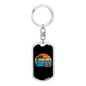 Reel Cool Dad With Moon Fishing Keychain Stainless Steel or 18k Gold Dog Tag Keyring-Express Your Love Gifts