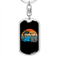 Reel Cool Dad With Moon Fishing Keychain Stainless Steel or 18k Gold Dog Tag Keyring-Express Your Love Gifts