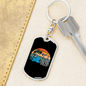 Reel Cool Dad With Moon Fishing Keychain Stainless Steel or 18k Gold Dog Tag Keyring-Express Your Love Gifts
