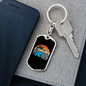 Reel Cool Dad With Moon Fishing Keychain Stainless Steel or 18k Gold Dog Tag Keyring-Express Your Love Gifts