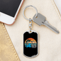 Reel Cool Dad With Moon Fishing Keychain Stainless Steel or 18k Gold Dog Tag Keyring-Express Your Love Gifts