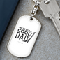 Reel Cool Dad With Rod Fishing Keychain Stainless Steel or 18k Gold Dog Tag Keyring-Express Your Love Gifts