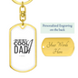 Reel Cool Dad With Rod Fishing Keychain Stainless Steel or 18k Gold Dog Tag Keyring-Express Your Love Gifts