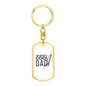 Reel Cool Dad With Rod Fishing Keychain Stainless Steel or 18k Gold Dog Tag Keyring-Express Your Love Gifts