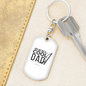 Reel Cool Dad With Rod Fishing Keychain Stainless Steel or 18k Gold Dog Tag Keyring-Express Your Love Gifts