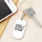 Reel Cool Dad With Rod Fishing Keychain Stainless Steel or 18k Gold Dog Tag Keyring-Express Your Love Gifts