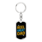 Reel Great Dad Fishing Keychain Stainless Steel or 18k Gold Dog Tag Keyring-Express Your Love Gifts