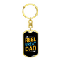 Reel Great Dad Fishing Keychain Stainless Steel or 18k Gold Dog Tag Keyring-Express Your Love Gifts
