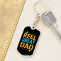 Reel Great Dad Fishing Keychain Stainless Steel or 18k Gold Dog Tag Keyring-Express Your Love Gifts